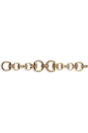 Gucci 18kt geelgouden Horsebit Beverly armband met diamant