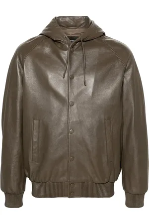 Emporio Armani Leren bomberjack met capuchon