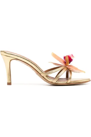 Alameda Turquesa 75 mm leren muiltjes met bloemen