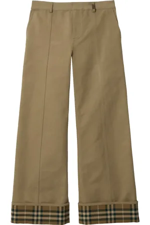 Burberry Broek met wijde pijpen en geruite afwerking