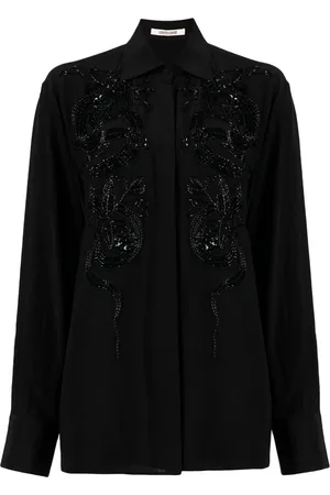 Roberto Cavalli Viscose blouse verfraaid met kralen