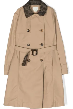 Fendi Trenchcoat met dubbele rij knopen en FF
