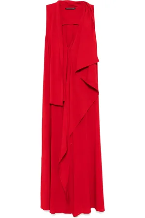 YOHJI YAMAMOTO Ry Lawn gedrapeerde mouwloze maxi