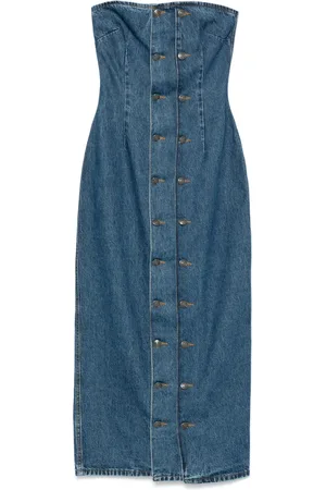 ROTATE Denim jurk met knoopdetail