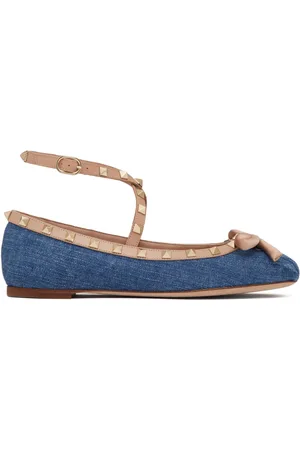 VALENTINO GARAVANI Rockstud denim ballerina