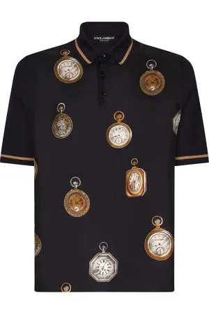 Dolce & Gabbana Zijden poloshirt met horlogeprint