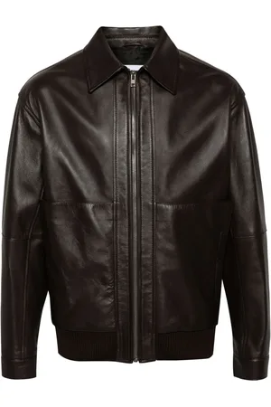 Moschino Leren jack met logopatch