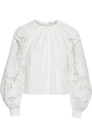 Oscar de la Renta English Rose popeline blouse met uitgesneden details