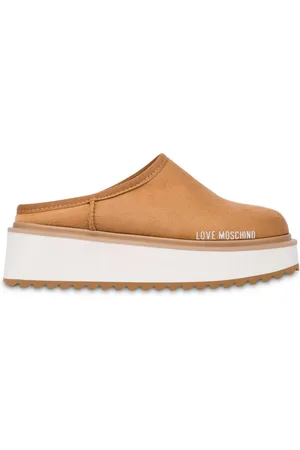 Moschino Muiltjes met logoprint en plateauzool