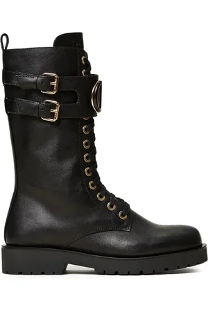 Twin-Set Oval T leren combat boots