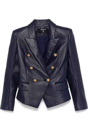 Balmain Leren blazer met 6 knopen