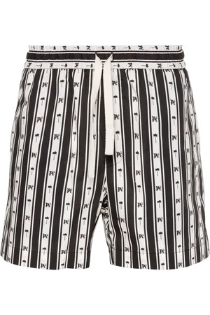 Palm Angels Gestreepte shorts met monogramprint