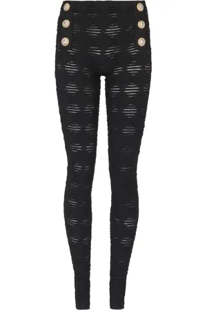 Balmain Opengebreide legging met reliëf knoop