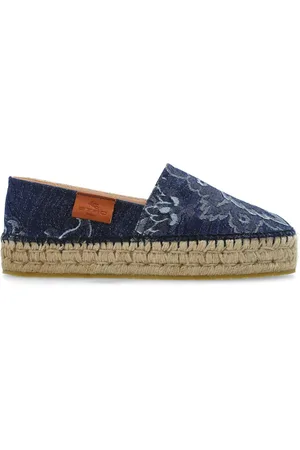 Etro Denim espadrilles met plateauzool