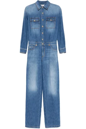 Elisabetta Franchi Denim jumpsuit met logodetail