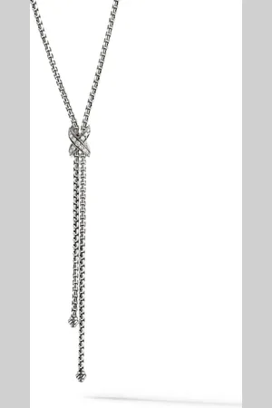 David Yurman Sterling zilveren Petite X Larial halsketting met diamant