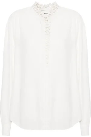 Marant Etoile Estela blouse met broderie anglaise afwerking