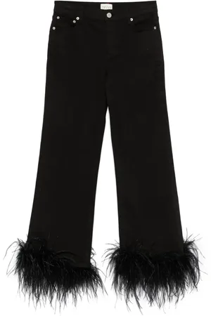 ALICE+OLIVIA Jeans met veren afwerking
