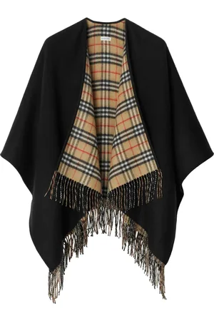 Burberry Geruite wollen omkeerbare cape