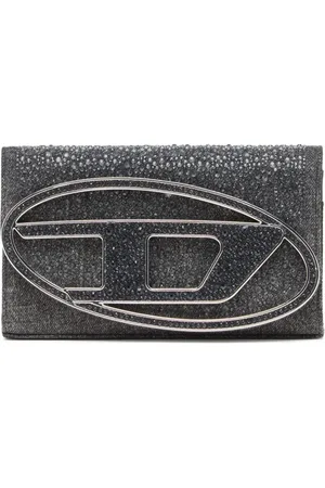 Diesel 1DR denim portemonnee verfraaid met kristallen
