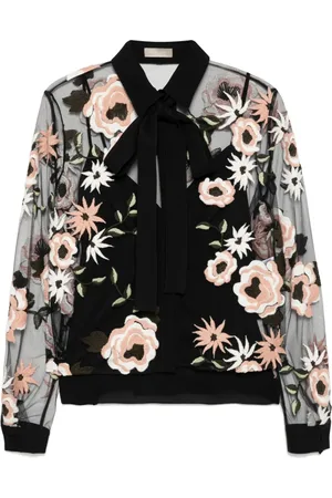 Elie saab Tulen blouse met geborduurde bloemen