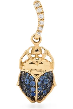 Aurélie Bidermann 18kt geelgouden Beetle hanger met saffier