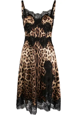 Dolce & Gabbana Midi flared jurk met luipaarddessin