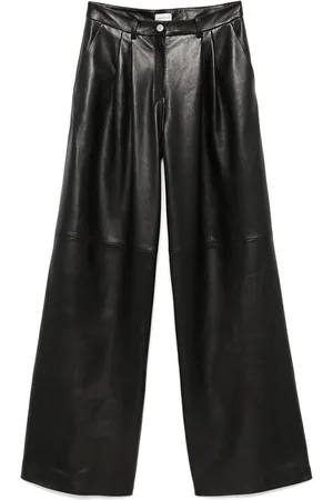 MAGDA BUTRYM Leren broek met wijde pijpen