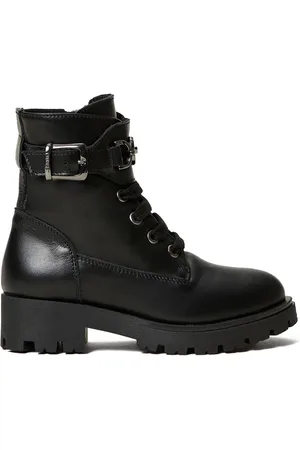 Twin-Set Leren combat boots met enkelbandje