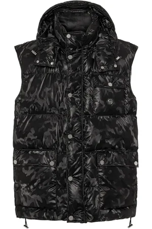 Philipp Plein Bodywarmer met camouflageprint en capuchon