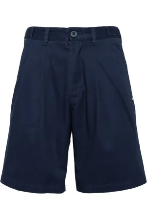 AGNÈS B. Geplooide katoenen shorts met logoplakkaat