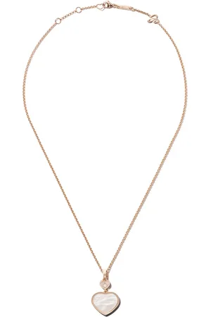 Chopard 18kt roségoud Happy Hearts parelmoer en diamanten hanger ketting