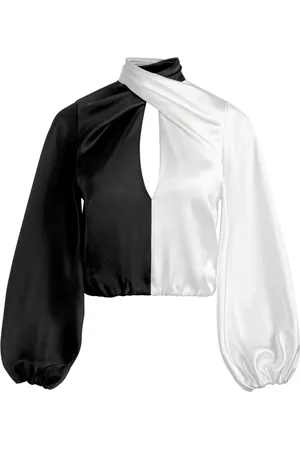 ALICE+OLIVIA Mahogany cropped top met gedraaide hals
