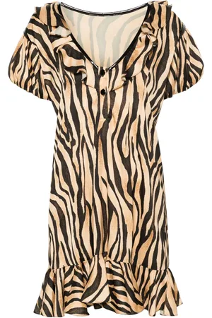 Parlor Jurk met ruches en zebraprint