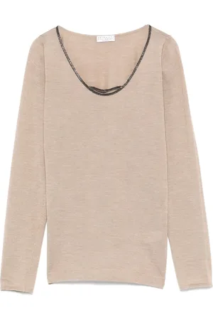 Brunello Cucinelli Top met kralen afwerking