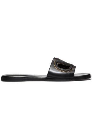 VALENTINO GARAVANI Vlogo leren slippers met uitgesneden details