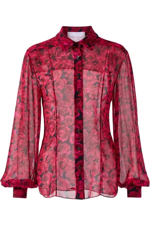 Carolina Herrera Georgette blouse met roosprint