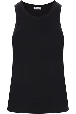 Brunello Cucinelli Satijnen tanktop met moniliketting