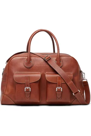 Brunello Cucinelli Leren weekendtas met logoprint