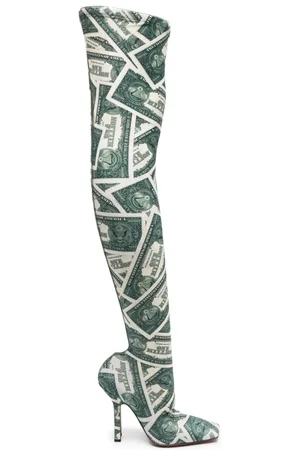 Vetements Dollar Boomerang overknee laarzen