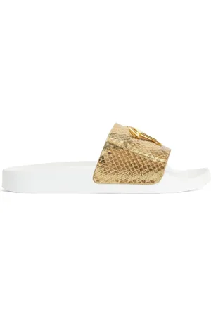 Giuseppe Zanotti Brett slippers met slangenhuid