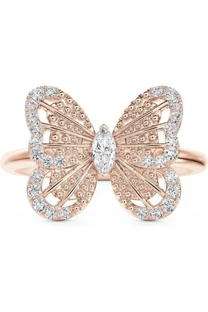 De Beers 18kt witgouden Portraits of Nature Butterfly ring met diamant