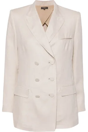 N.PEAL Ava linnen blazer met dubbele rij knopen
