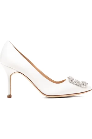 Manolo Blahnik 90 mm Hangisi satijnen pumps