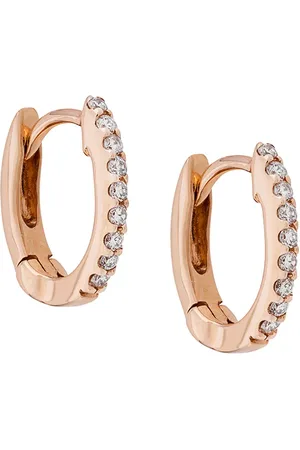 Dana Rebecca Designs 14kt rozegouden en diamanten DRD Huggie oorstekers