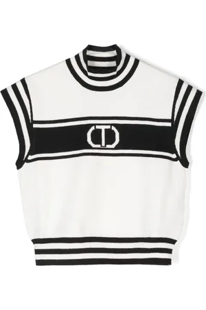 Twin-Set Mouwloze top met intarsia logo