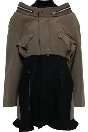 SACAI Grosgrain bonding x wollen melton jurk