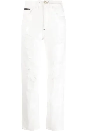 Philipp Plein Gerafelde jeans