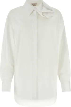 Alexander McQueen Popeline blouse met orchidee