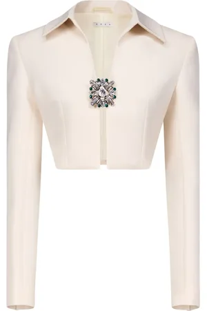 AREA Cropped jack met kristallen broche
